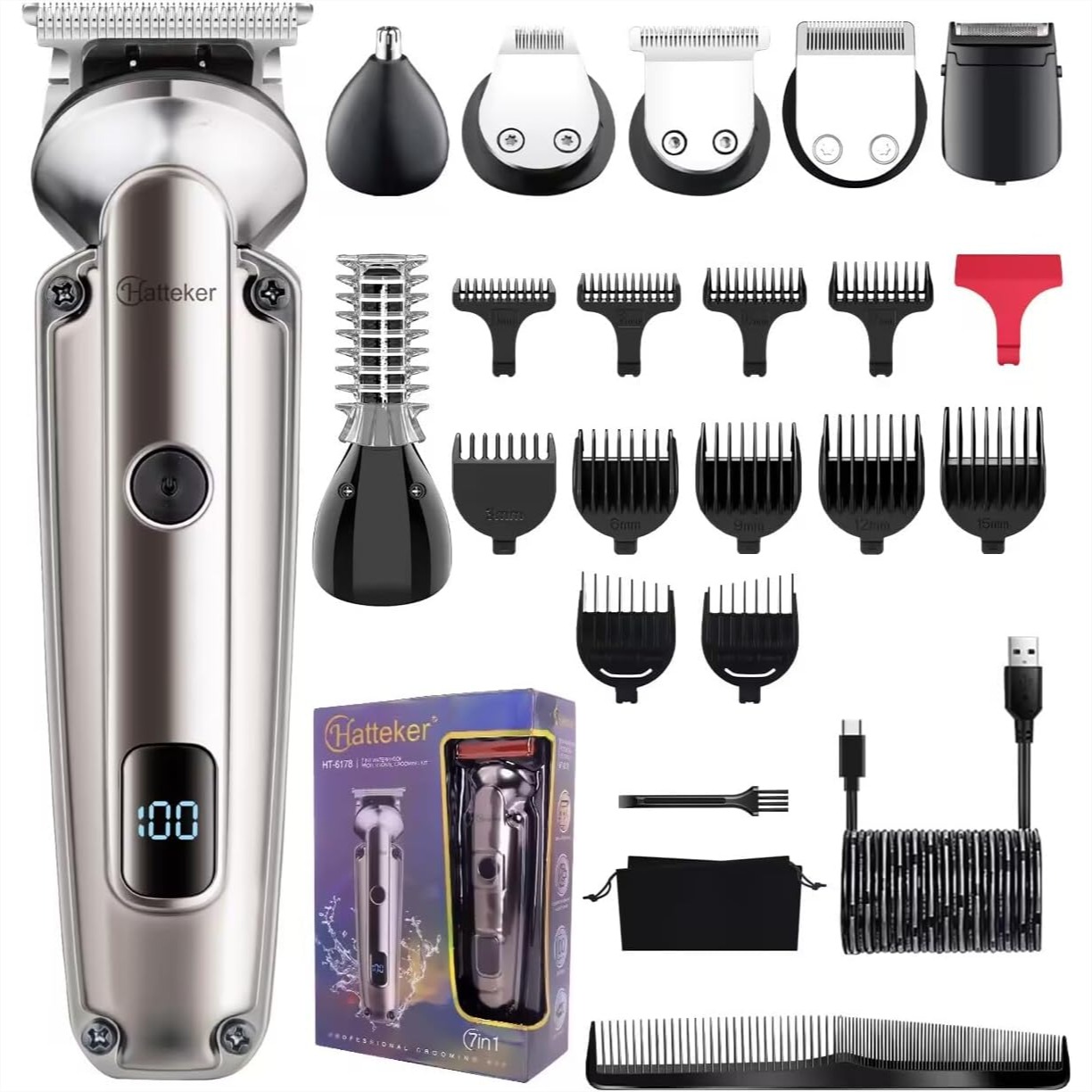 Men'S Grooming Images - 7-in-1 Beard Trimmer for Men, Cordless