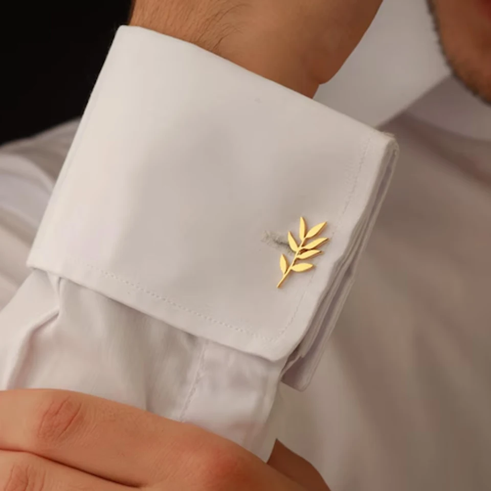 Men'S Groom - Personalized Stainless Steel Olive Branch Pattern