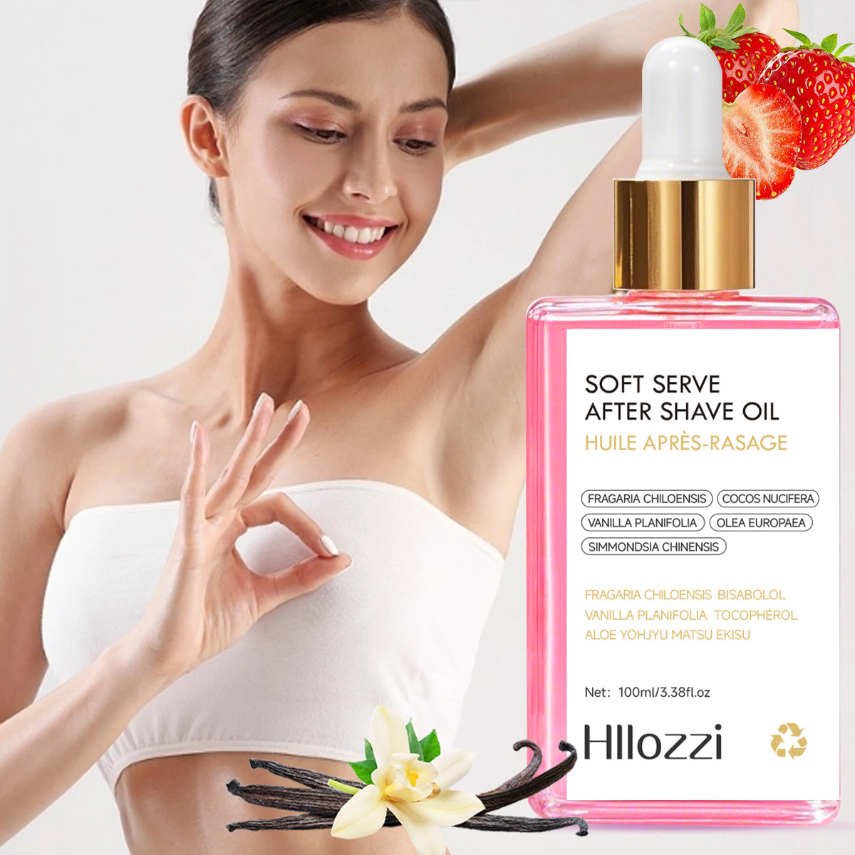 Ingrown Hair Serum - Strawberry Vanilla Aftershave Oil Gently leaves