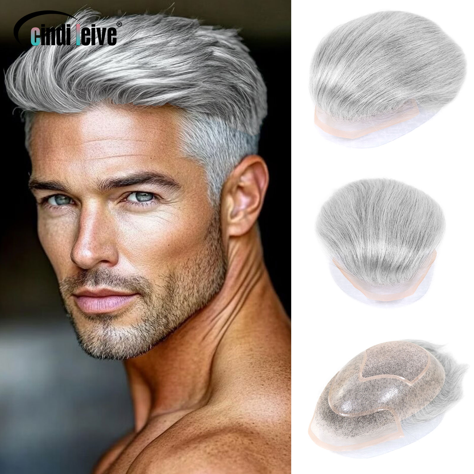 #1B80 Grey Men Toupee Human Ha – Men'S Grooming Tape Bewertung und Preis