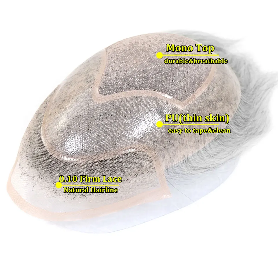 #1B80 Grey Men Toupee Human Ha – Men'S Grooming Tape Bewertung und Preis