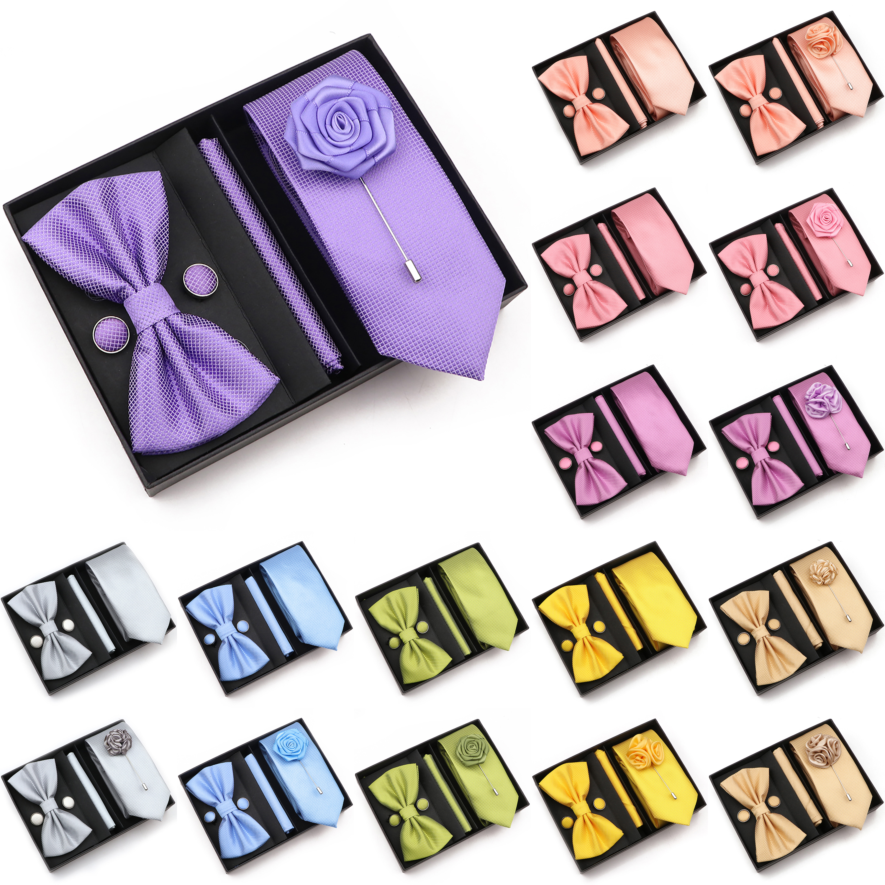 New Style Tie Set Solid Color  – Men'S Grooming Boxes Bewertung und Preis